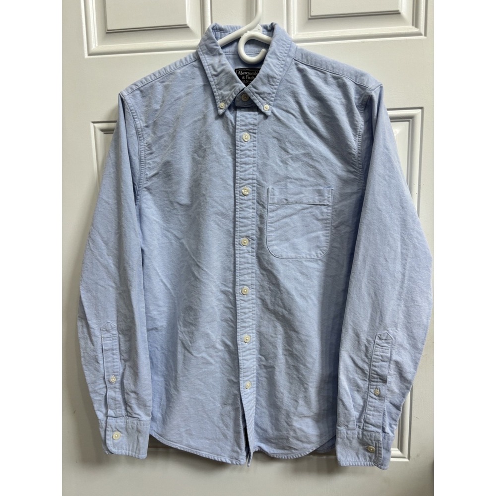 Abercrombie Fitch AF Men's All Cotton Light Blue Long Sleeve Oxford Shirt Medium - Picture 2 of 5